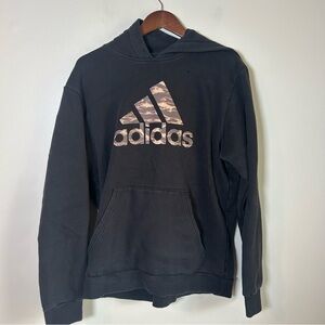 Adidas Black Camo Logo Pullover Hoodie Men's Hooded Sweatshirt
